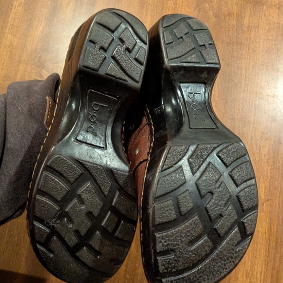 Brown and Black Leather Mules with Decorative Strap - Picture 7 of 12